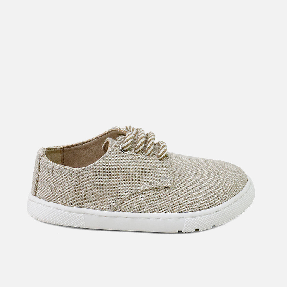 Blucher barefoot de lino color saco con suela de goma Elisoft | Eli 1957