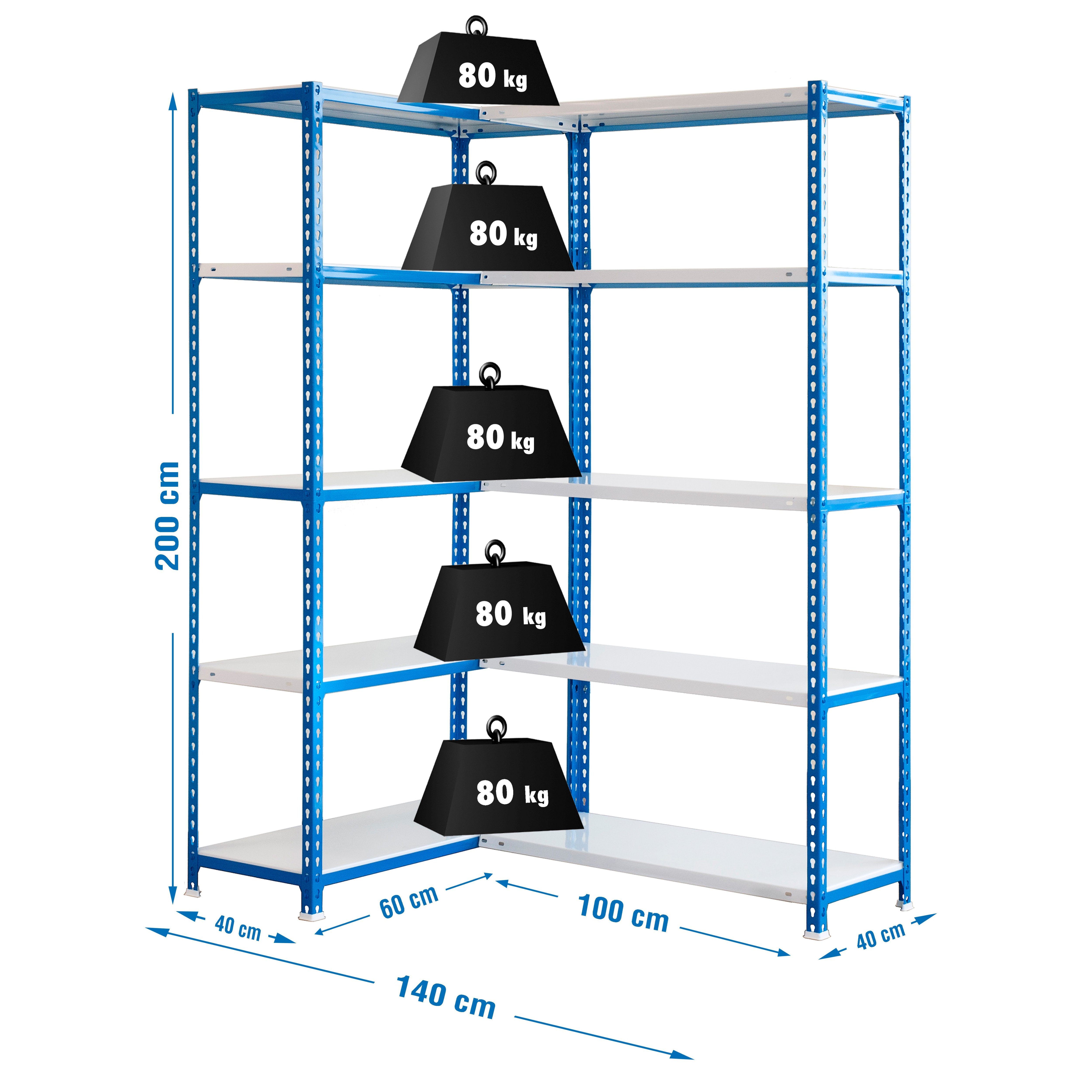 Estantería SIMONRACK SIMONRACK SimonrackSimoncorner 2000x1400x400 azul/blanco
