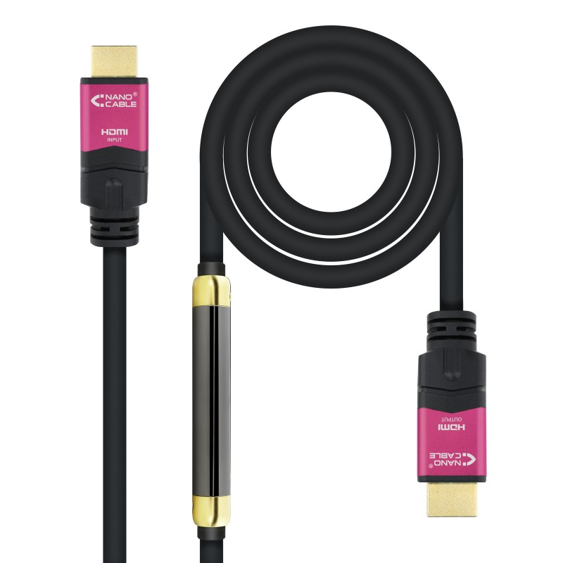 Nanocable - 10.15.3730 cable HDMI 30 m HDMI tipo A (Estándar) Negro, Rosa 10.15.3730