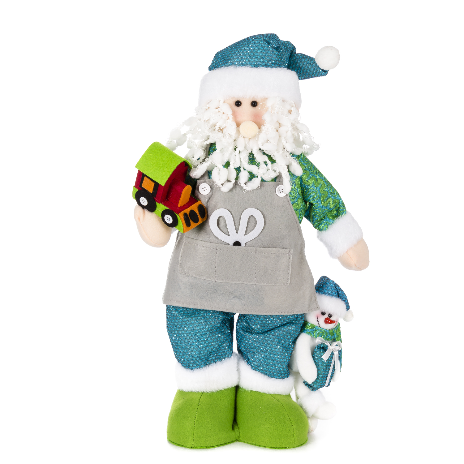 DAM. Figura Papá Noel con tren y muñeco de nieve, 50cm. 26x11x50cm