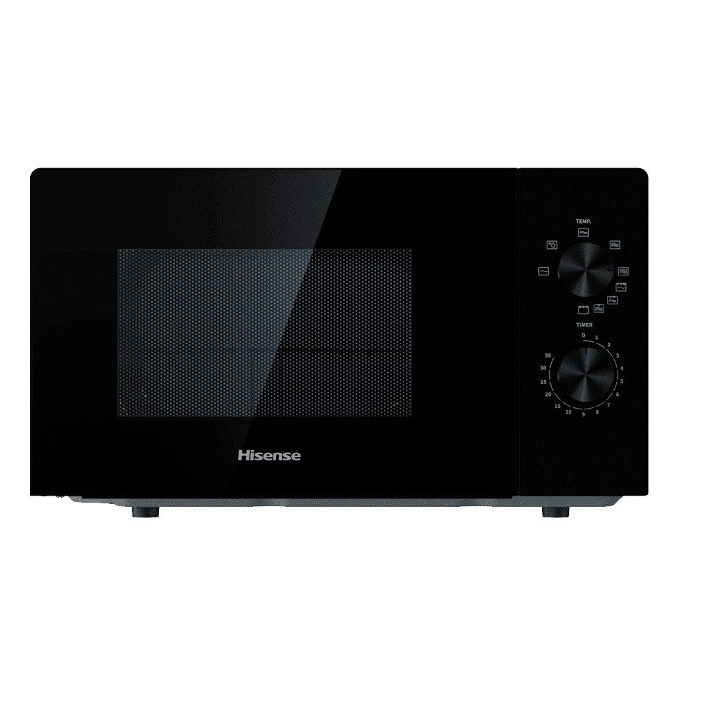 Hisense - Microondas H20MOBP1 de 20 L y 700 W sin grill, con control mecánico y revestimiento cerámico interior, negro para cocina pequeña u oficina