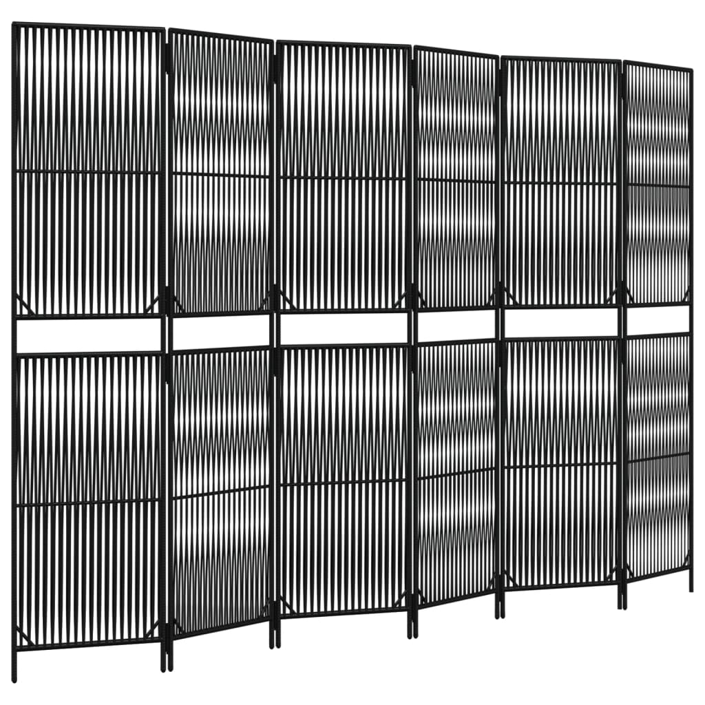 vidaXL Biombo de 6 paneles ratán sintético negro