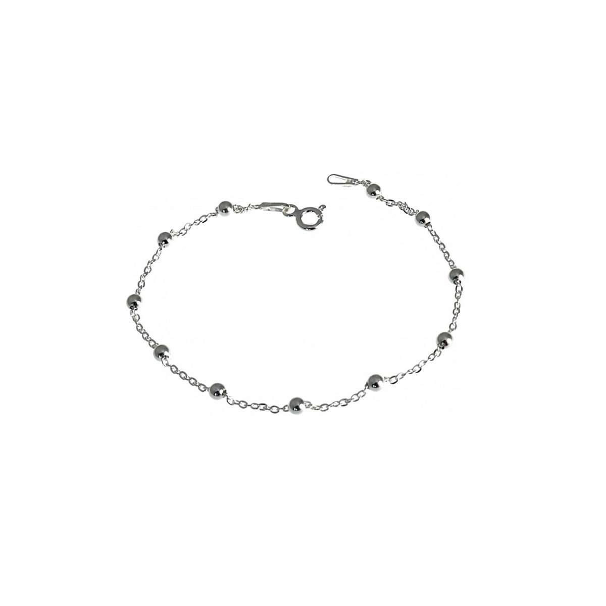 Pulsera plata Ley 925m 18 cm. cadena combinada bolitas