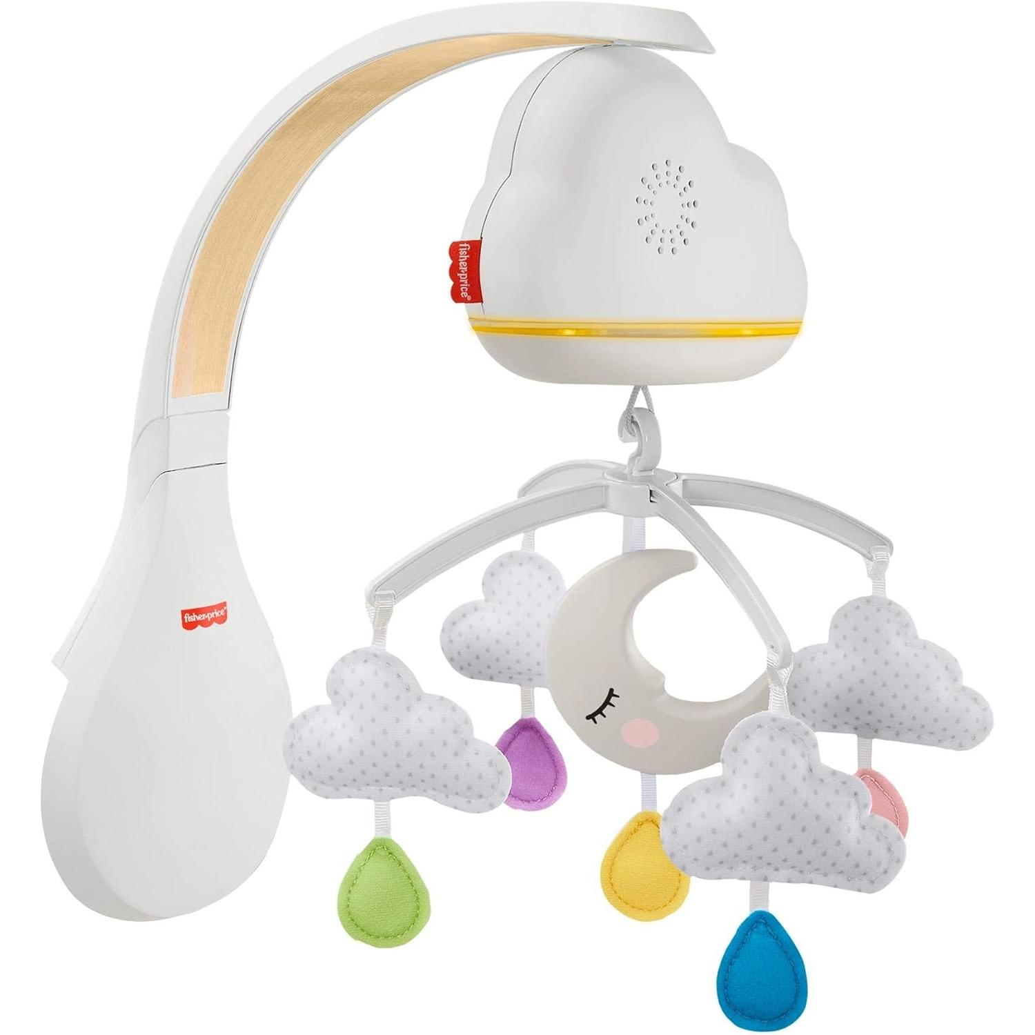 Fisher-Price Móvil Nubes y Lunas, Juguete de Cuna proyector para bebé recién Nacido (Mattel GRP99)