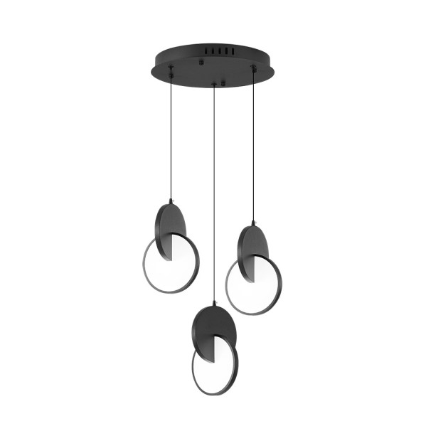 Plafon colgante carlota 3l negro 51w 6500k 7140lm regx33x29cm