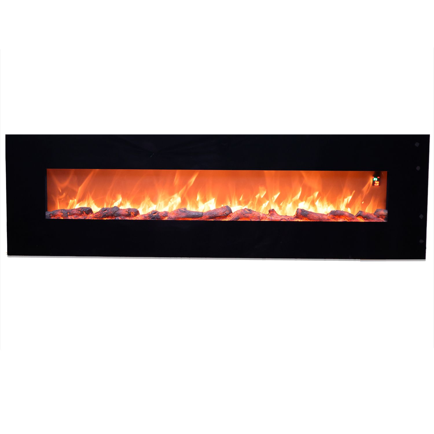 Sined Pordoi Chimenea Electrica De Pared En Acero y Cristal 1500w Efecto Llama Led Negro Llama Led Realista 6 Niveles De Intensidad Mando a Distancia Ideal Para Hogar Oficina Negocio
