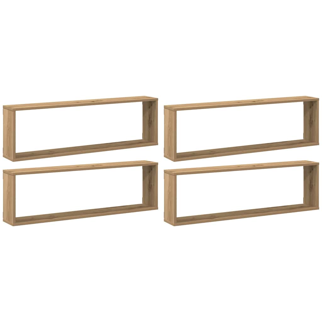 vidaXL Estantes cubo de pared 4 uds madera roble artisan 100x15x30 cm