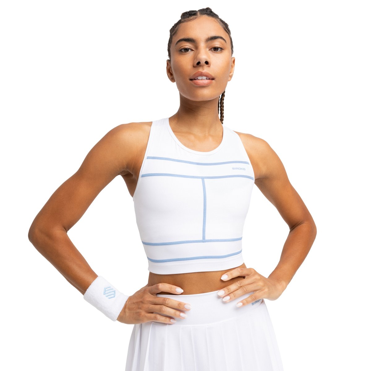 SIROKO - Top crop sin mangas de Tenis para mujer Siroko NetMuve Light Blue_
