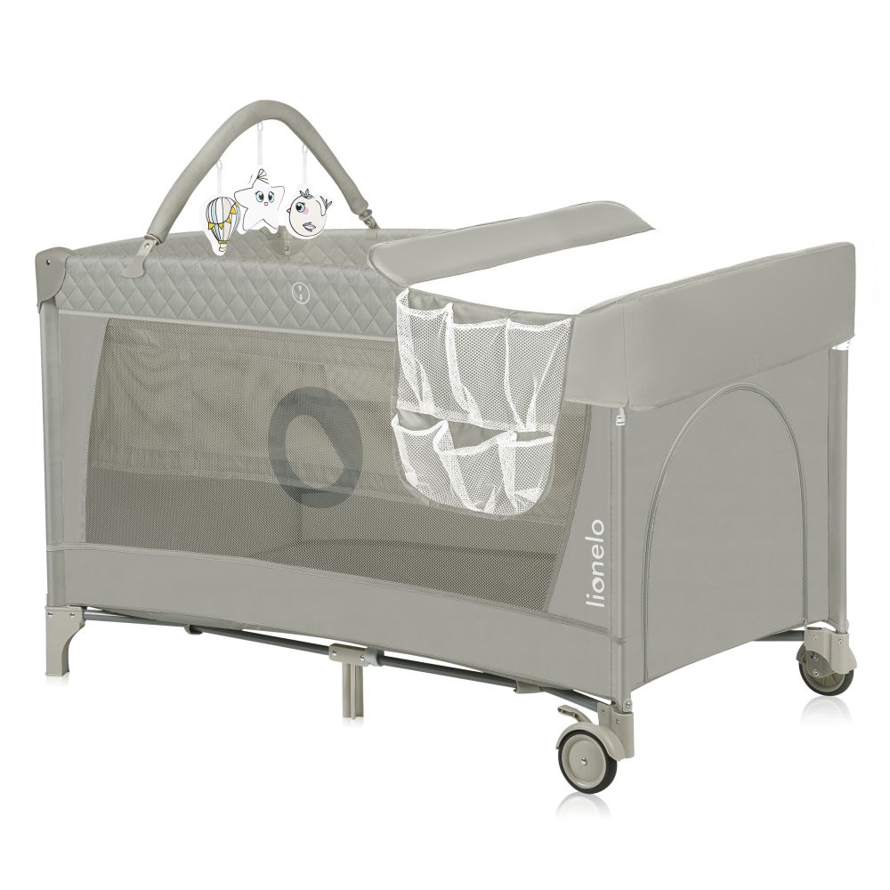 Cuna de Viaje Flower 2 en 1 con Cambiador, Arco de Juguetes y Sistema LockGuard - Ideal para Bebés desde Recién Nacidos hasta 3 Años