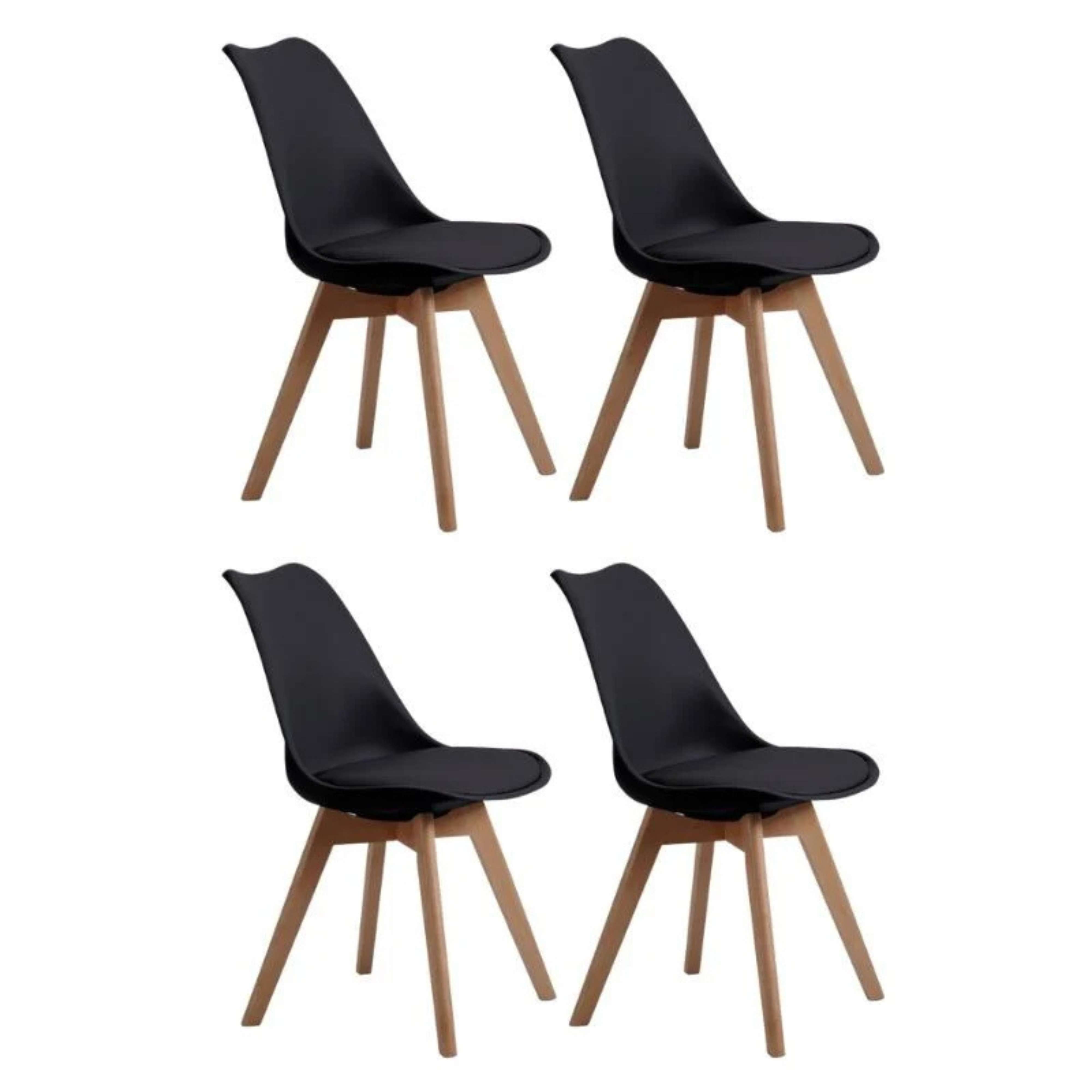 Miroytengo Bistro Pack 4 Sillas Comedor Negra 84x54x48 cm