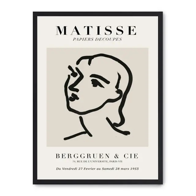 Cuadro matisse art v 30x40cm, Póster impreso en papel de primera calidad de 180gr, montado sobre marco de madera MDF acabado en negro., Arte - Pintores famosos - Matisse