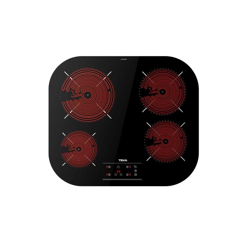Teka - Placa vitrocerámica TCC 64310 TTC de 59 cm con 4 zonas de cocción, fuego grande de 21 cm, superficie lisa y controles táctiles para cocina moderna, potencia 6500 W, color negro