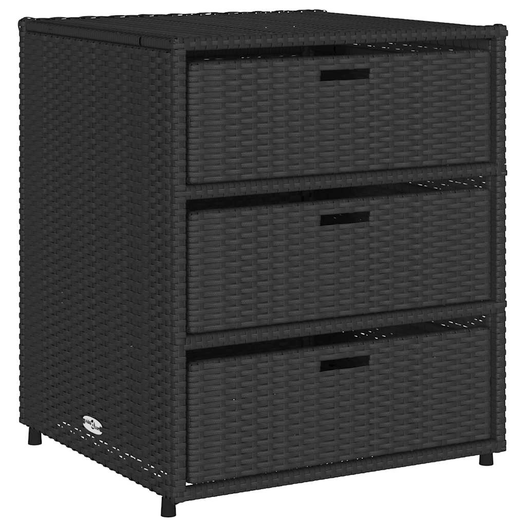 vidaXL Armario de almacenaje de jardín ratán PE negro 55x59x69 cm