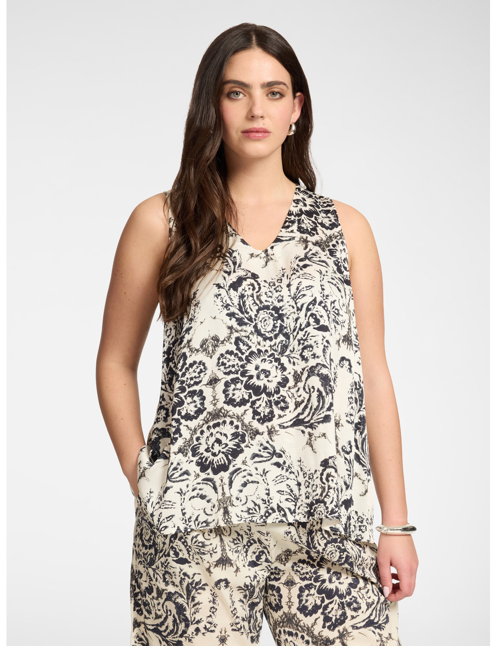 Elena Mirò - Top estampado en raso de viscosa