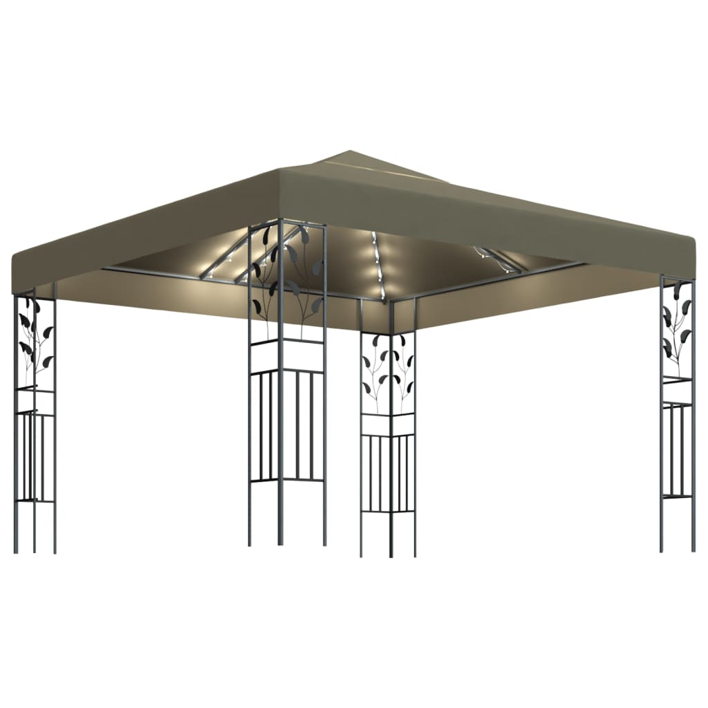 vidaXL Carpa Cenador de Jardín con Tira de Luces 3x3 m 180 g/m² Parasol Color Blanco,  Taupé,  Antracita y mas