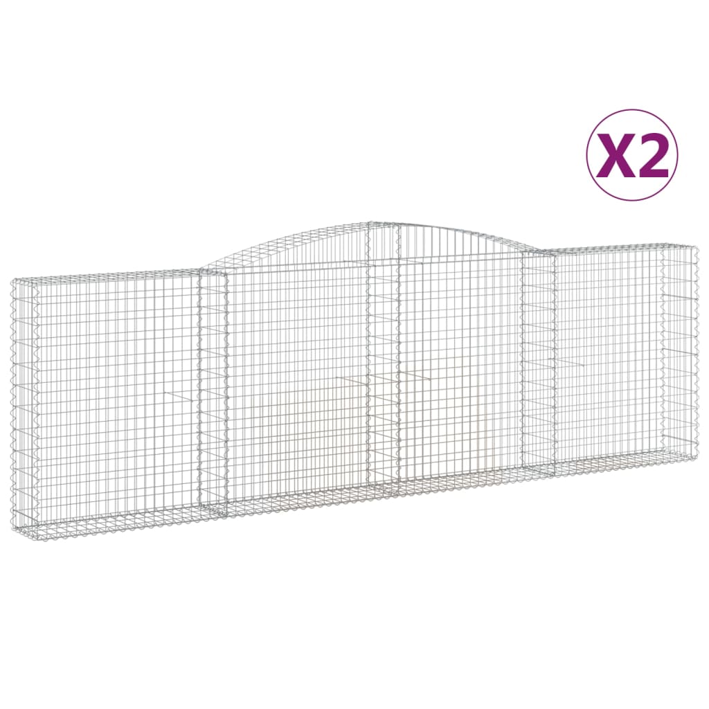 Vidaxl Cestas de Gaviones 2 Uds Forma de Arco Hierro Dimensiones 400 X 30 X 60/80 Cm, 400 X 30 X 120/140 Cm, 400 X 30 X 160/180 Cm y Mas