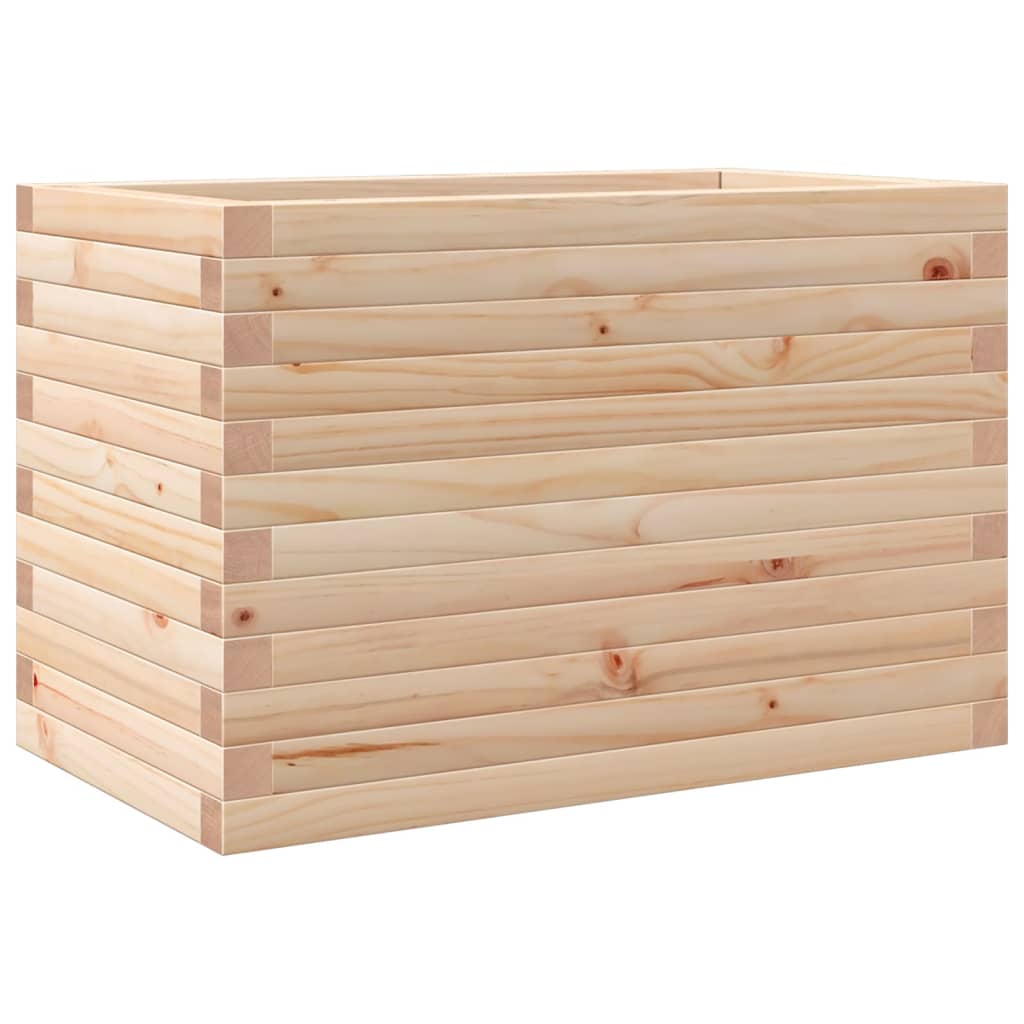 vidaXL Jardinera de madera de pino impregnada 70x40x45,5 cm Color Pino natural,  Blanco,  Marrón cera y mas
