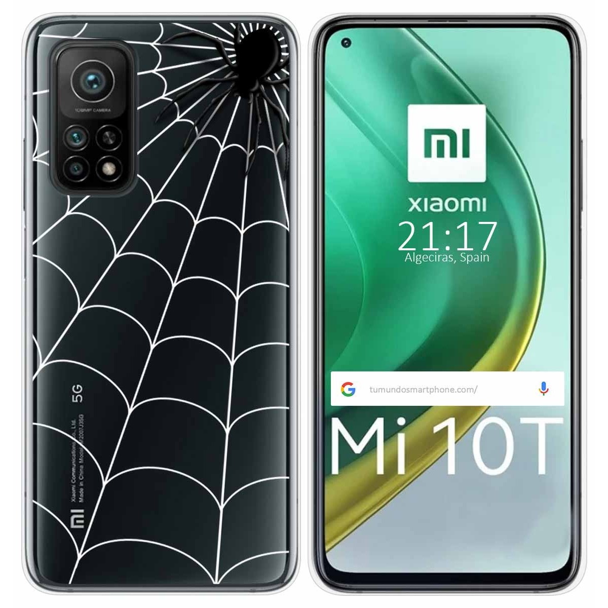 Tumundosmartphone Funda Gel Transparente para Xiaomi Mi 10T / 10T Pro diseño Araña Dibujos