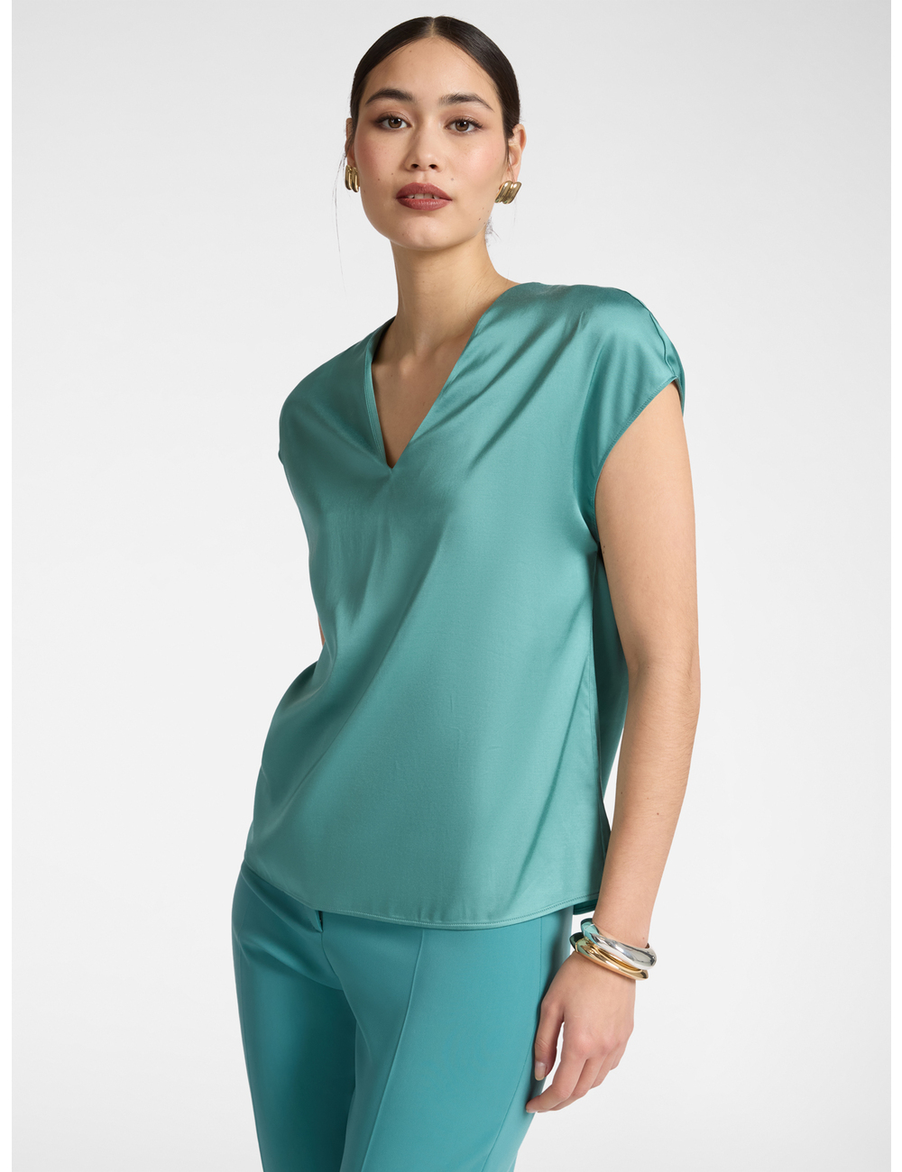 Elena Mirò - Blusa de satén con escote en V