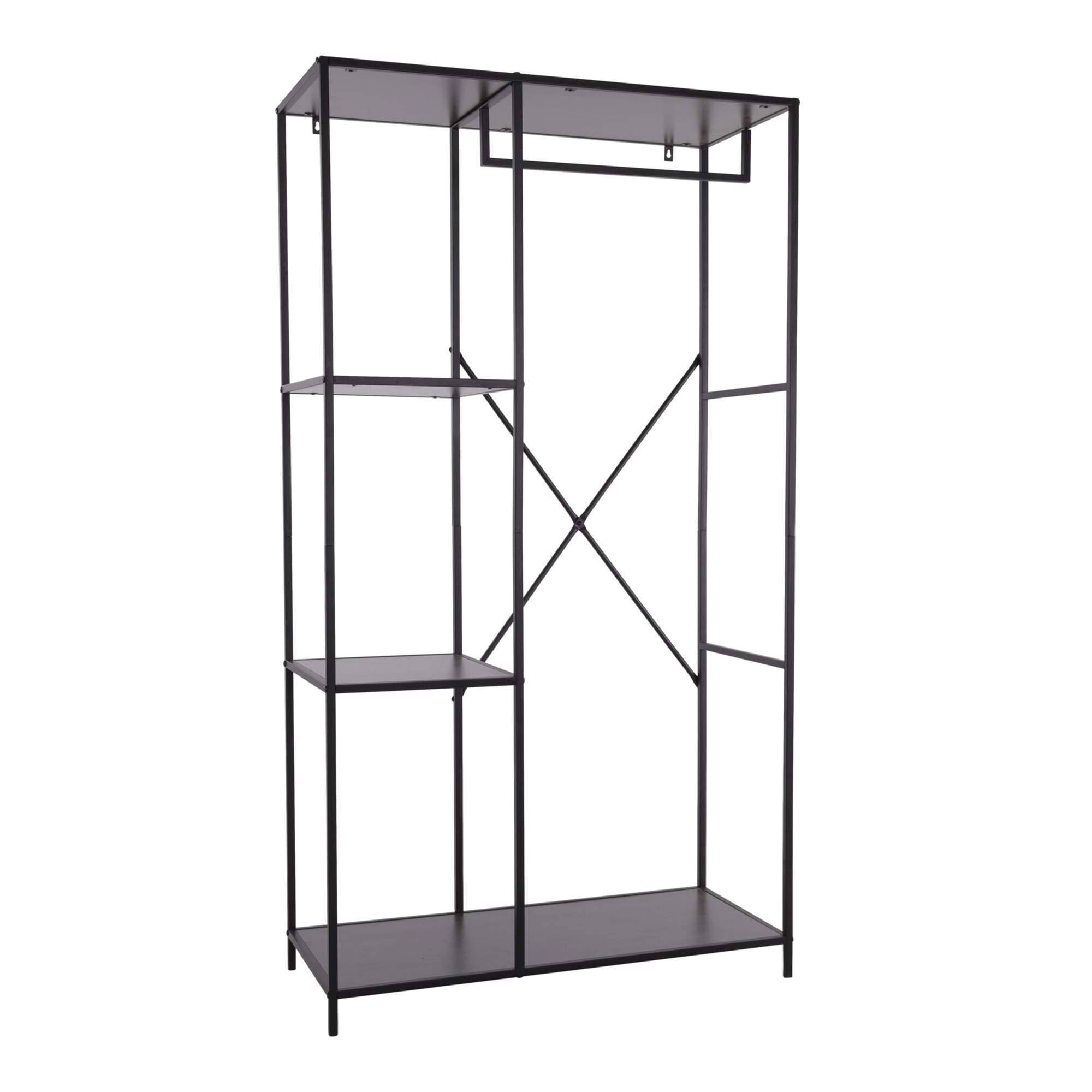 Estantería de Pared Metálico Negro con Tapa de MDF en Melamina 90x40x16,65cm