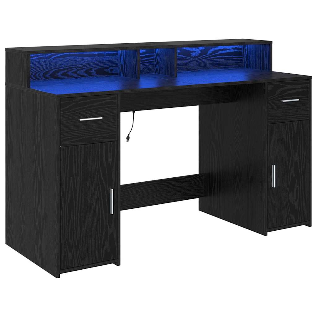 vidaXL Escritorio Roble negro 140 x 55 x 91 cm Madera contrachapada