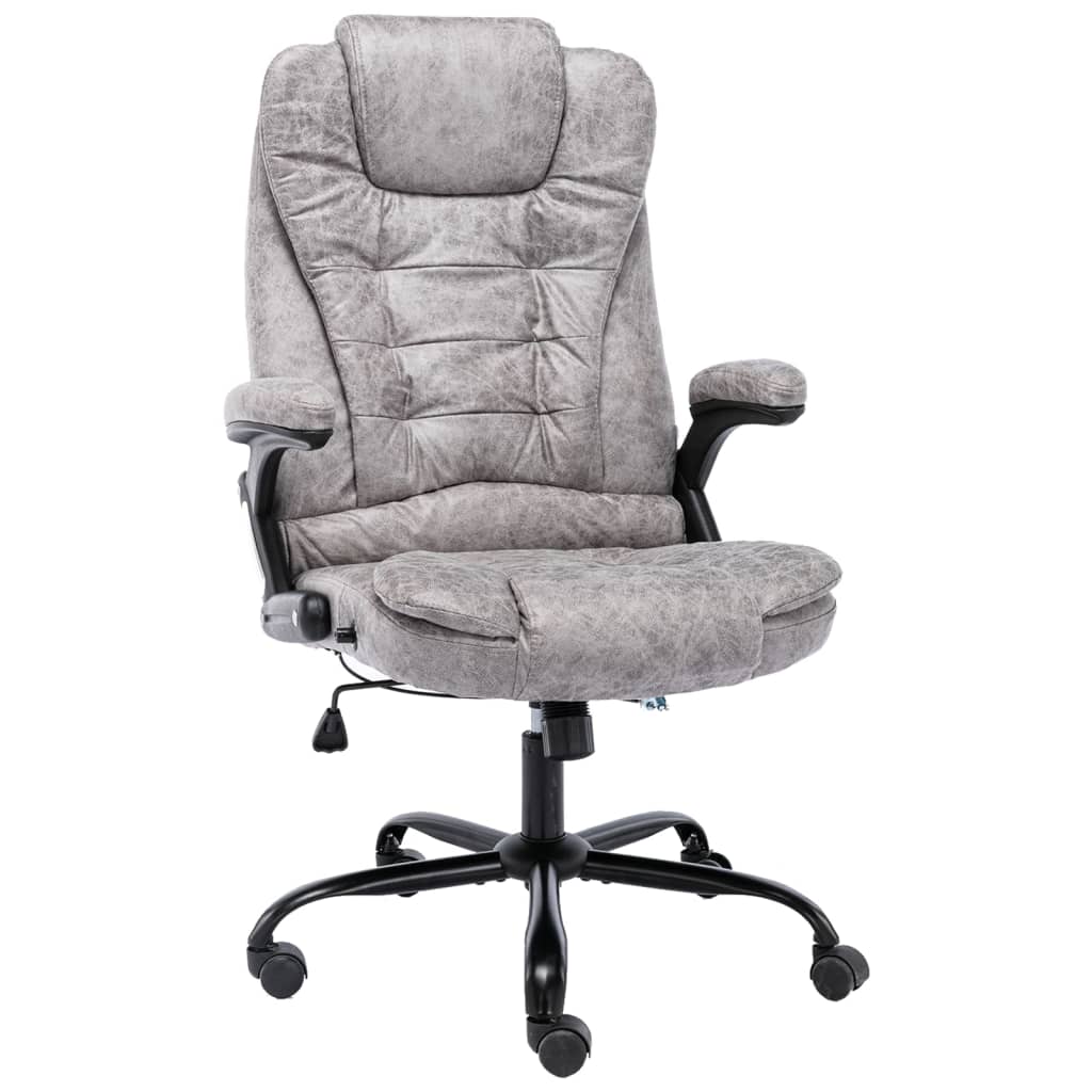 vidaXL Silla de oficina de piel de ante sintética gris claro