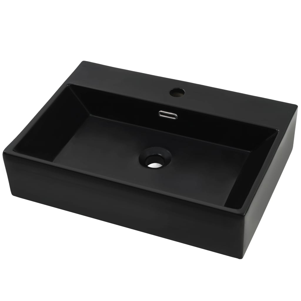 vidaXL Lavabo con orificio para grifo cerámica 76x42,5x14,5 cm