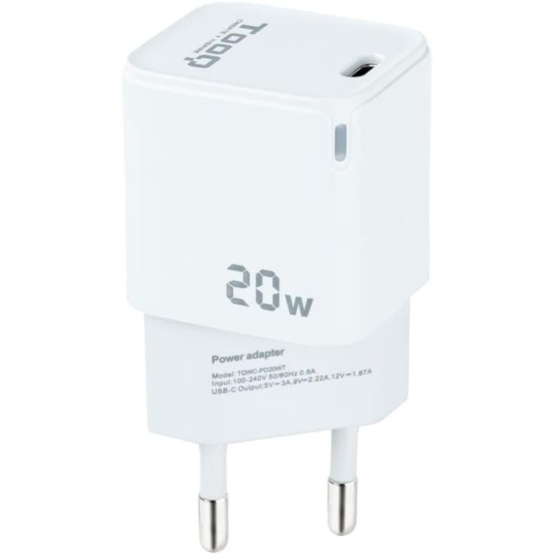 Tooq tqwc-pd20wt usb-c wall charger 20w white