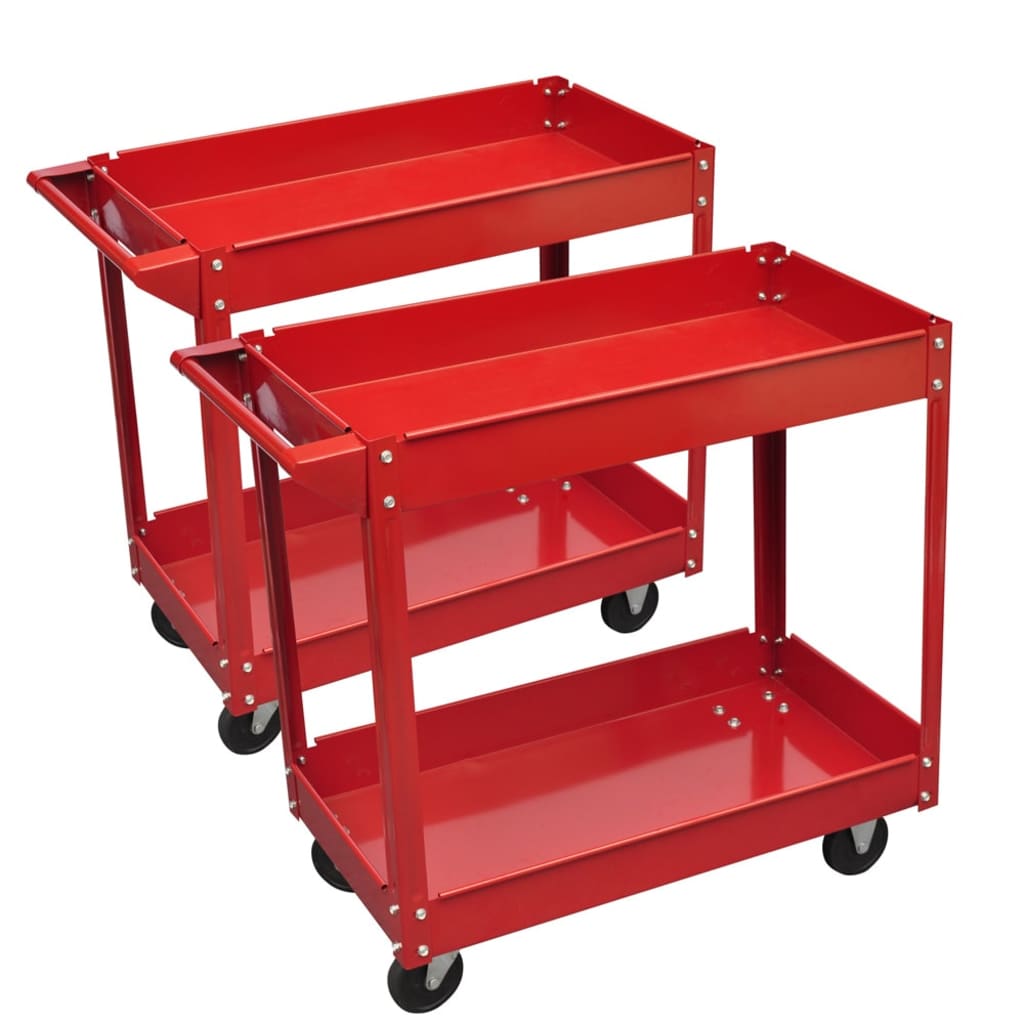 vidaXL Carrito para Herramientas Rojo Carro Utensilios Taller (2 unidades) Modelo 2 capas, 3 capas