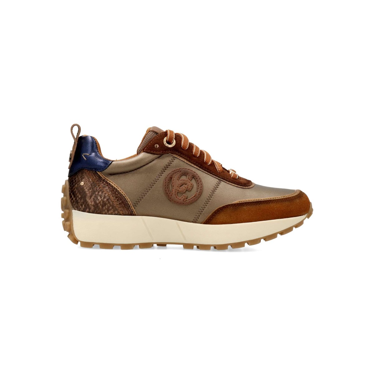 Carmela - Zapatillas deportivas CARMELA para mujer de piel alta calidad con suela antideslizante, plantilla acolchada extraíble y detalle estampado serpiente