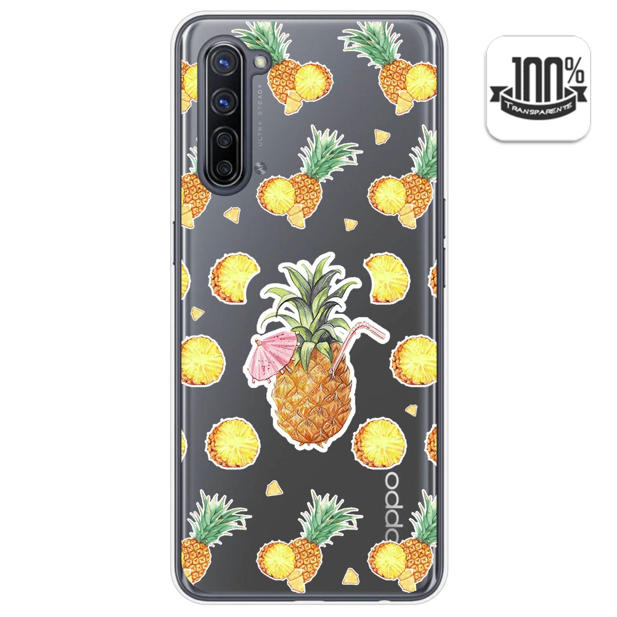 Tumundosmartphone Funda Gel Transparente para Oppo Find X2 Lite diseño Piña Dibujos