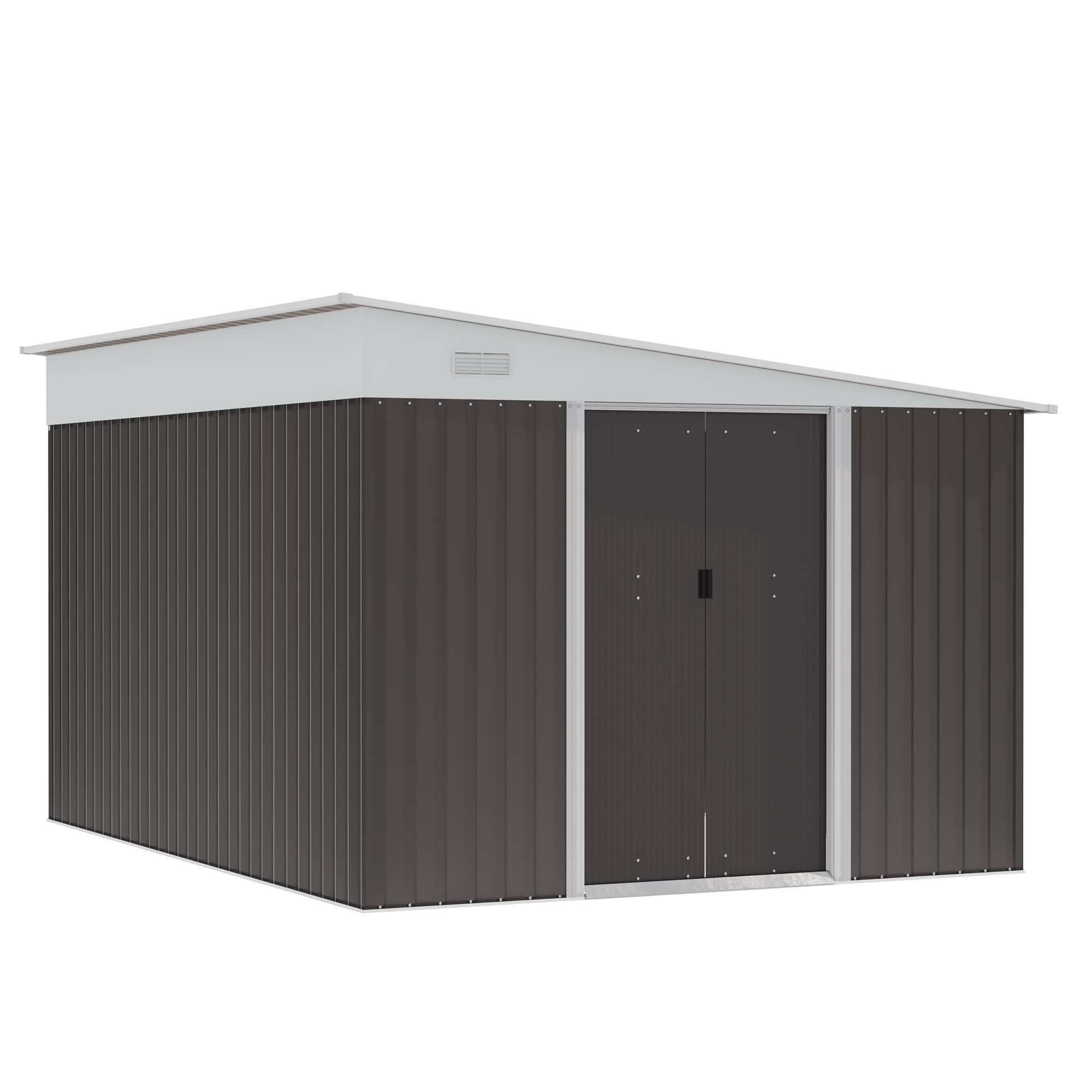 Outsunny Cobertizo de Jardín 280x345x201 cm 8,9 m² Caseta Exterior de Acero para Almacenamiento de Herramientas con Puerta y 2 Ventanas Gris