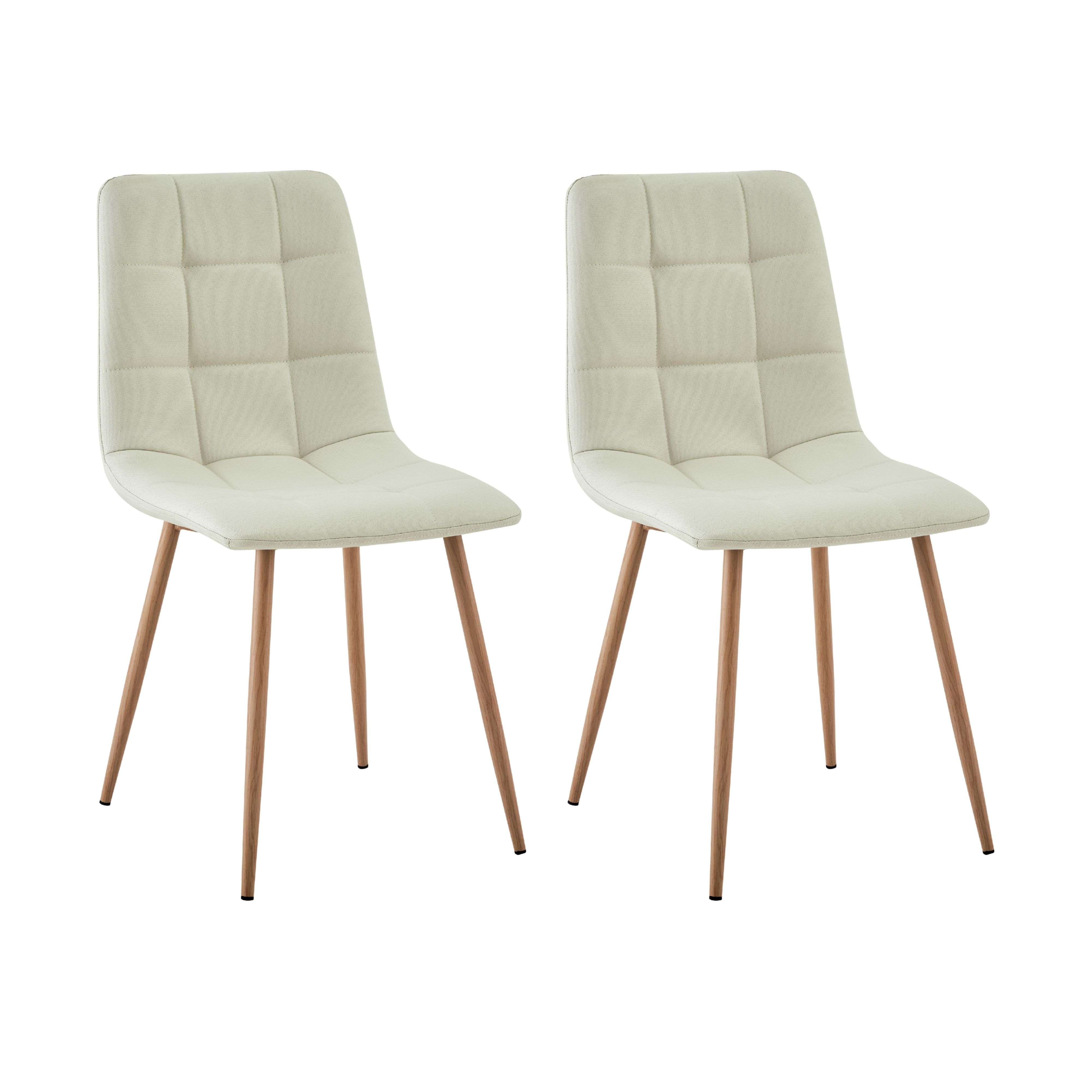 Miroytengo Juego de Sillas Comedor Portland, Sillas Tapizadas con Tela Beige y Patas Roble Metal 43x88x48 cm