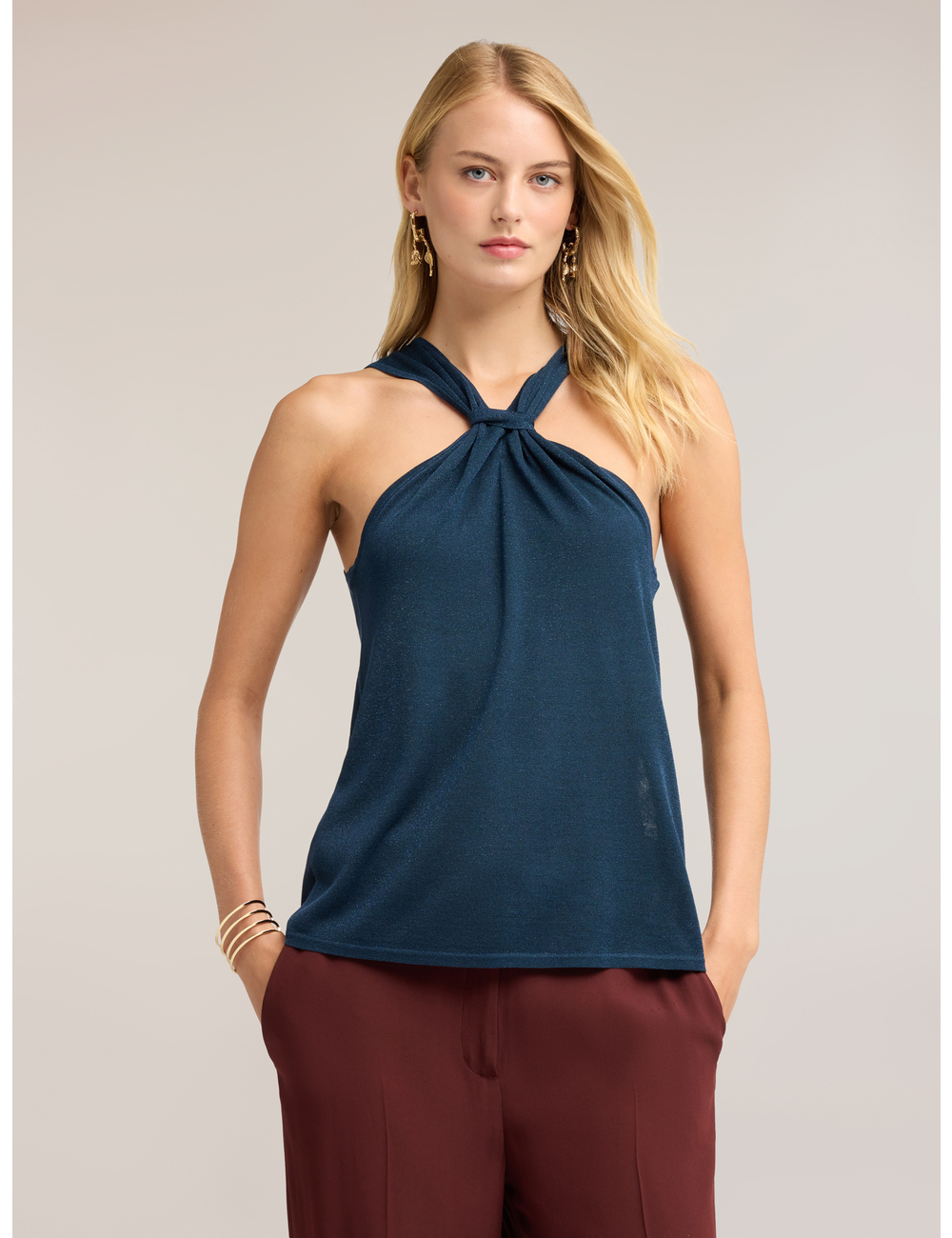 Motivi - Jersey fino de lurex con drapeado y cut-out