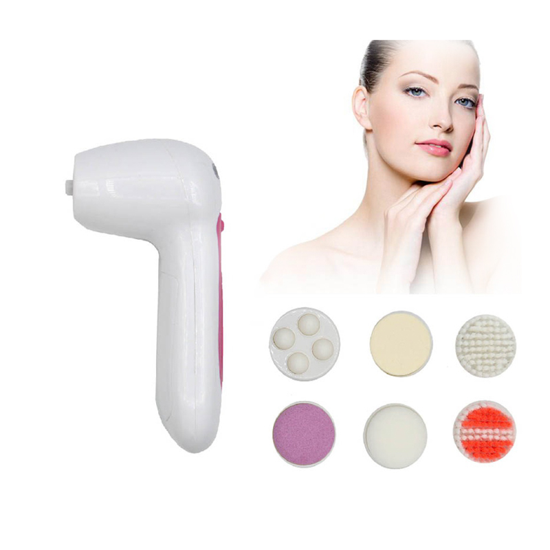 Cepillo de limpieza Facial, dispositivos de estiramiento Facial 6 en 1 masajeador Facial eléctrico limpiador de poros faciales con 6 cabezales de cepillo para acné, manchas negras, piel muerta y maquillaje