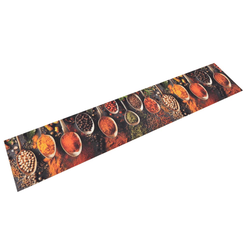 vidaXL Alfombra de cocina lavable terciopelo cuchara especias 60x300cm Color Negro y rojo,  Gris con huellas de patas,  spices y mas
