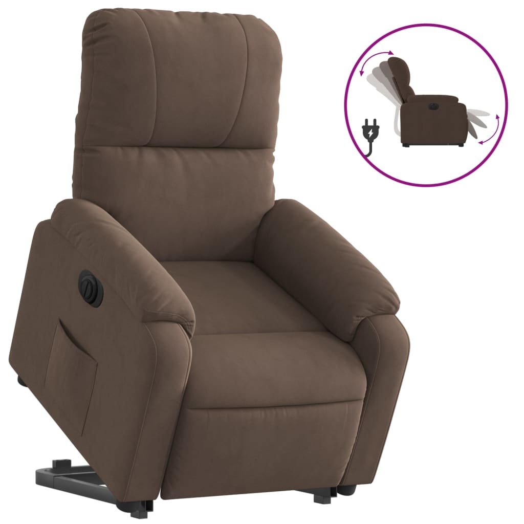 vidaXL Sillón eléctrico reclinable elevable tela microfibra marrón