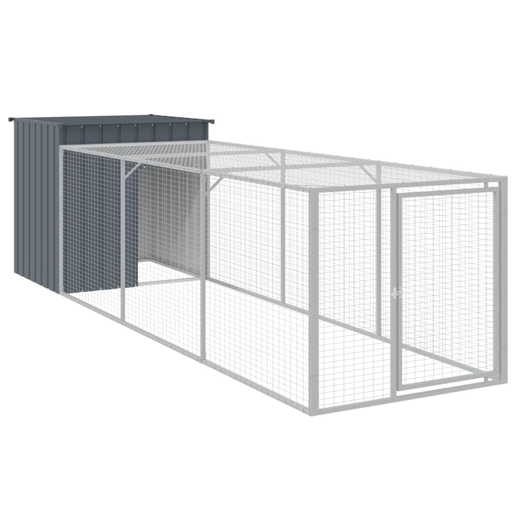 vidaXL Gallinero con Corral Jaula Caseta de Gallinas Acero Galvanizado Color Antracita,  Gris claro, y mas