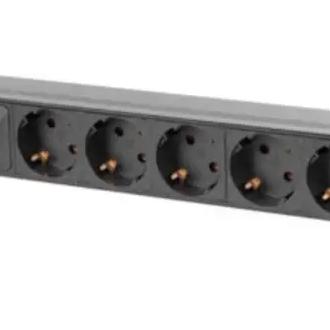 PDU Lanberg PDU-05F-0200-BK 1U 5 Salidas Tipo F 16A Protección y Aluminio