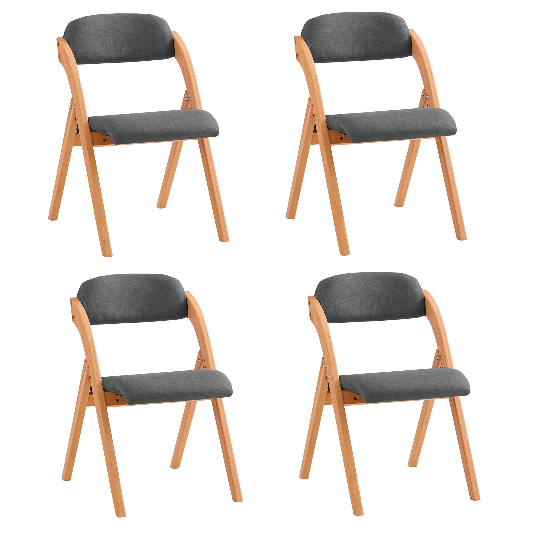 SoBuy FST92-SGx4 Lote de 4 Sillas Plegables de Madera con Asiento y Respaldo Tapizado Sillón para Cocina Oficina Gris Oscuro47 x 60 x 77 cm ES