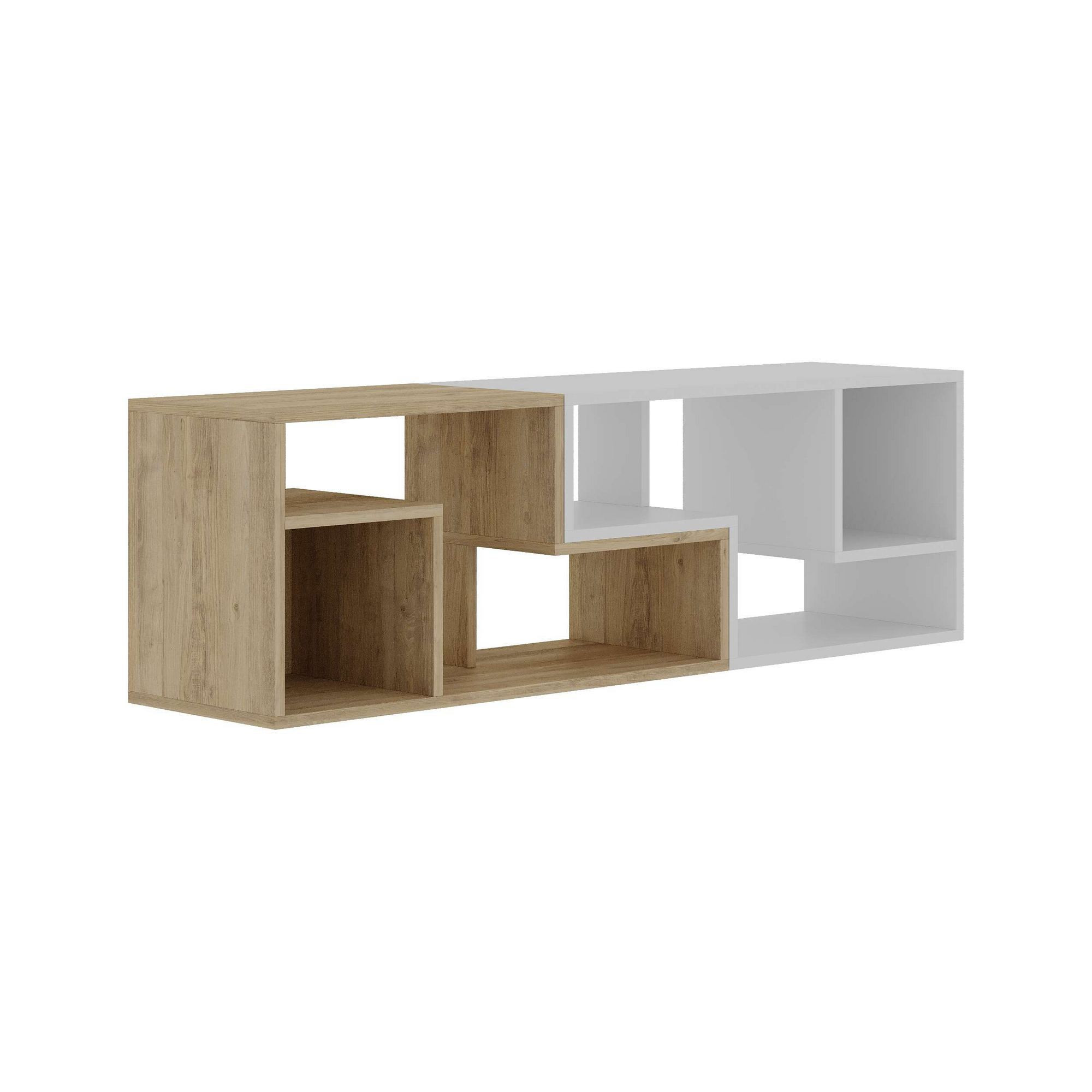 Habitat y Jardin - Mueble TV modular de madera "Glis" - 145 x 35 x 44 cm - Blanco