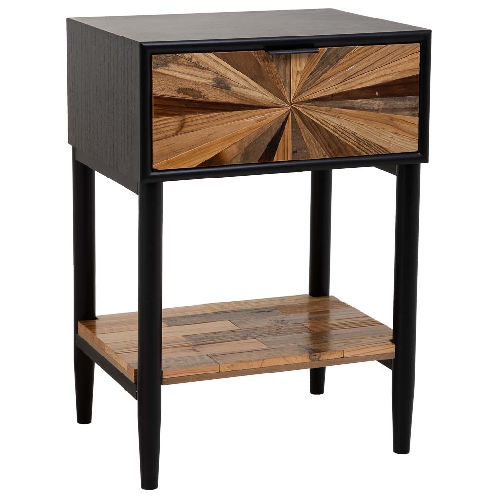 Wonderlust Deco - Mesita  de madera y metal de 1 cajon y 1 balda marron 41x32x60 Marrón 41x32x60
