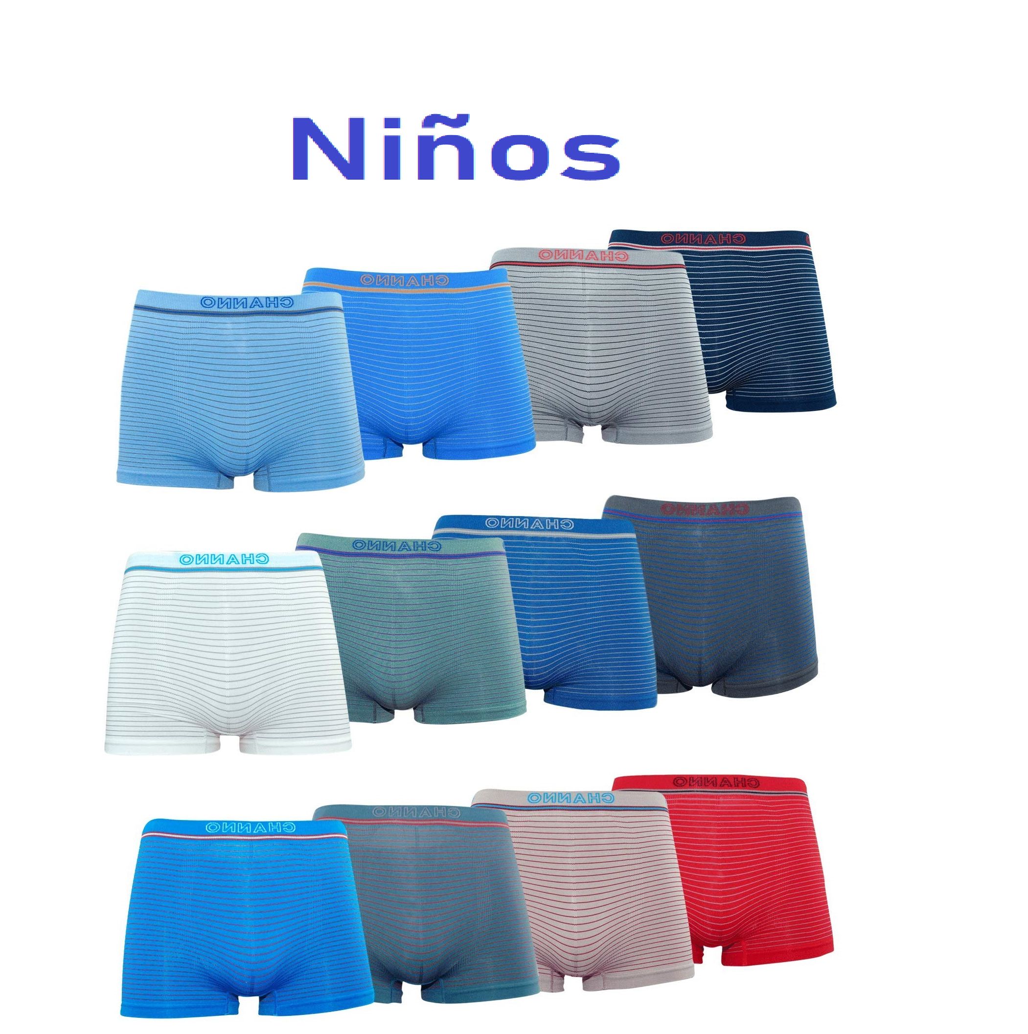 Channo Pack de 12 Calzoncillos para Niños Boxer Licra de Niños Sin Costuras Multicolor