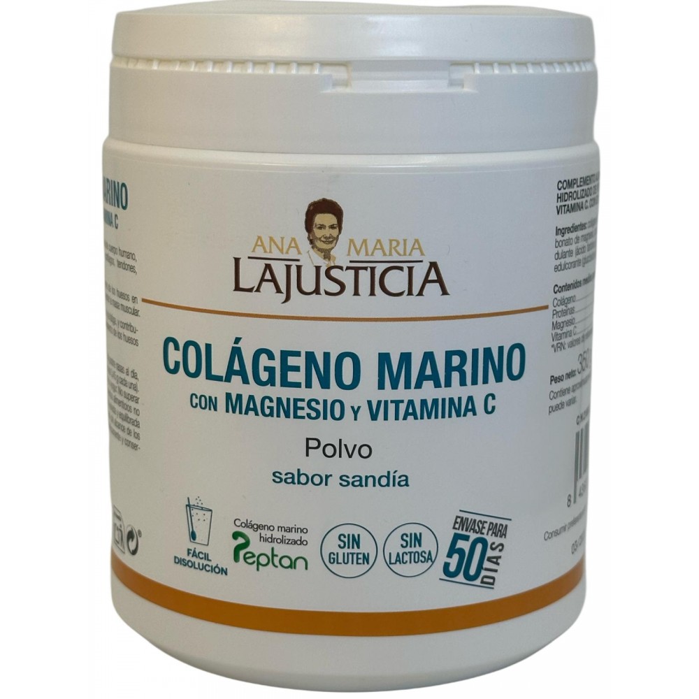 Colágeno MARINO con Magnesio y Vitamina C, 350g Polvo, sabor Sandia de Ana Maria Lajusticia