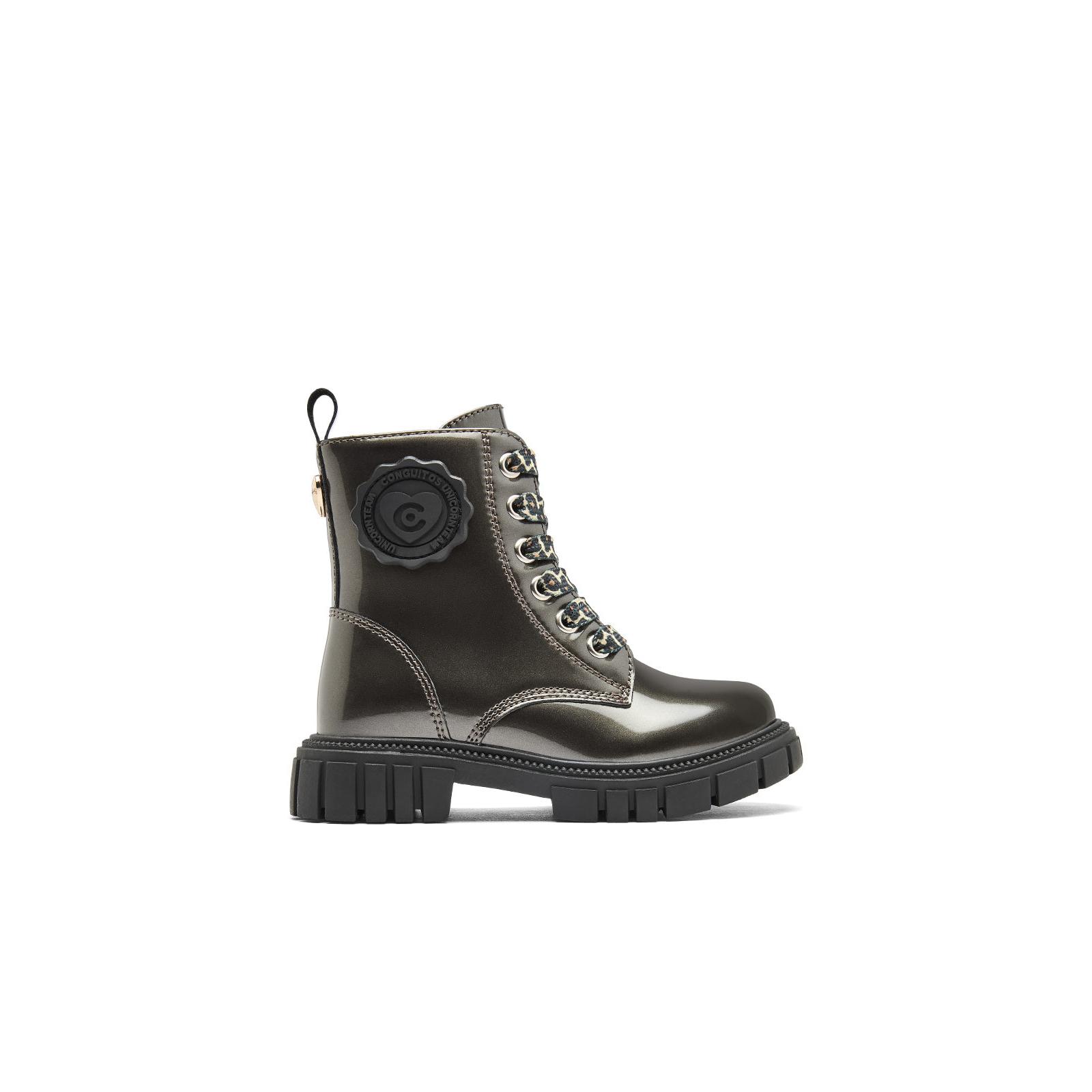 Conguitos - Botas Militares de Niña de Charol en Gris Plomo para Niña