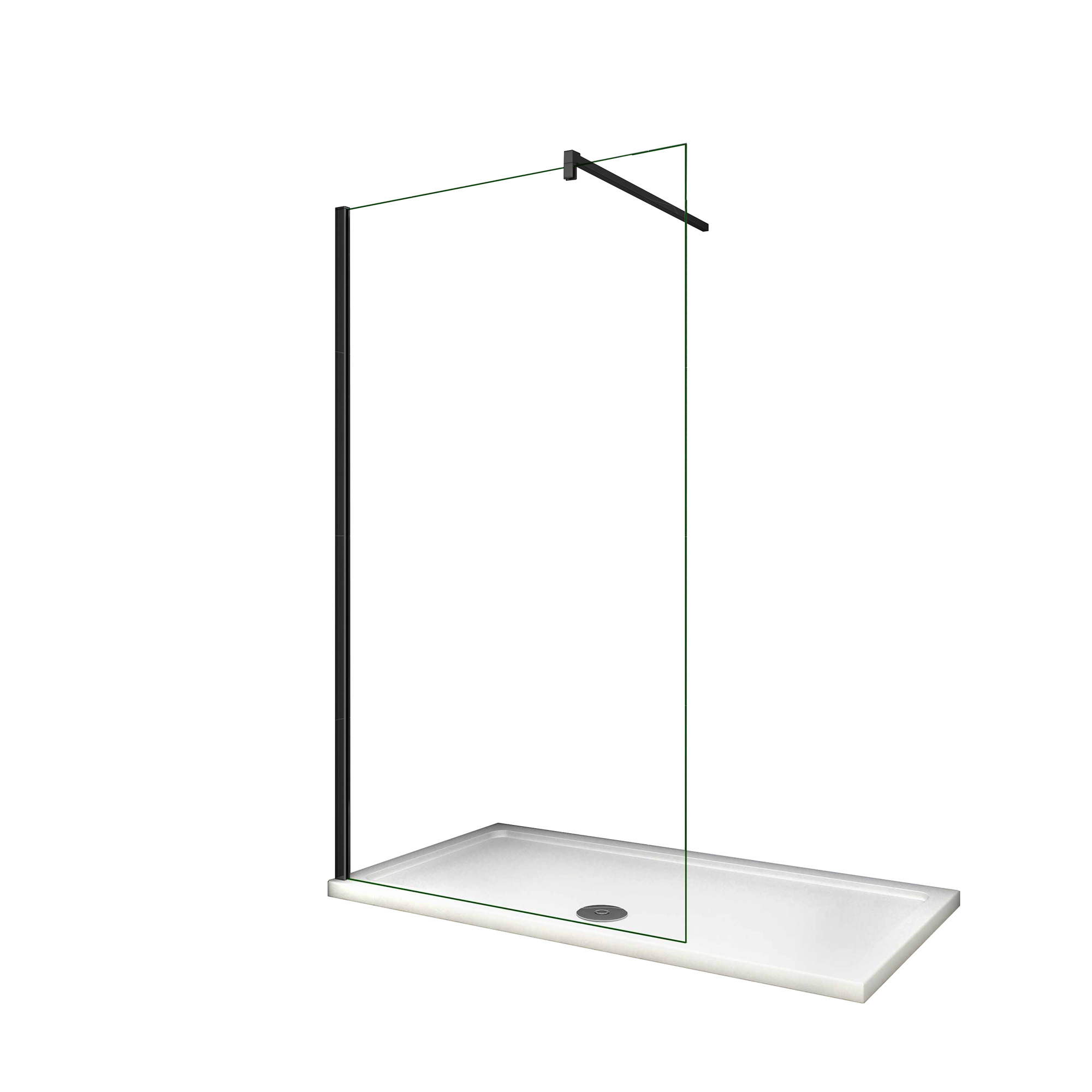 Walkin,Panel de ducha,Vidrio Antical de 10mm,Barra 140cm,Perfil Negro Mate,(88-90)x200cm