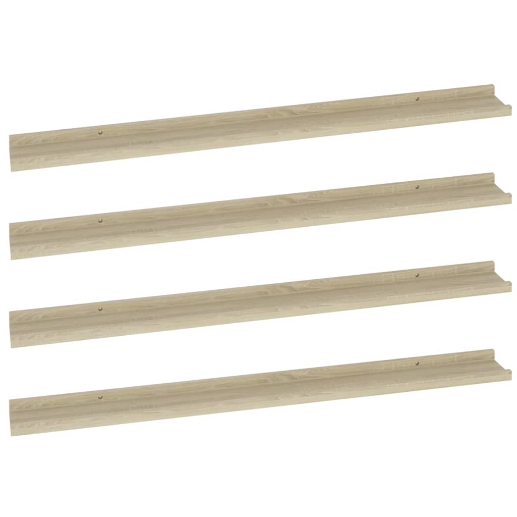 Vidaxl Estantes de Pared 4 Unidades 100x9x3 Cm Blanco Brillante