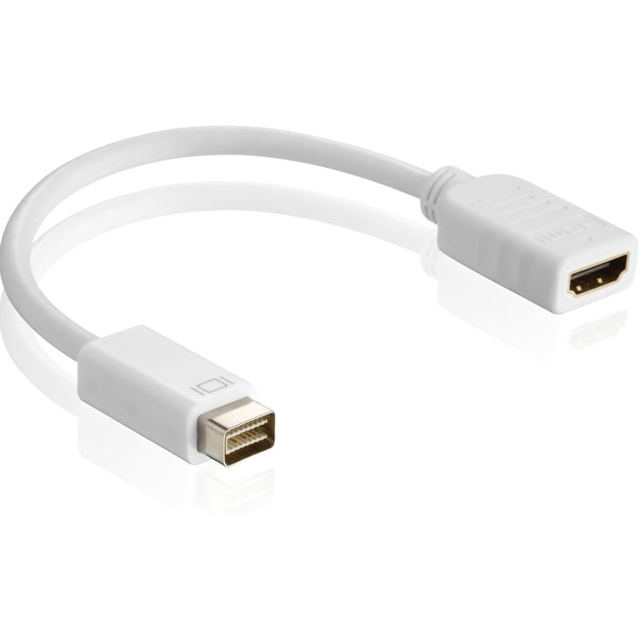CABLEPELADO Cable Mini DVI a HDMI, Adaptador, Convertidor, Compatible con MacBook, iMac Intel y PowerBook DP, Blanco, 10 cm