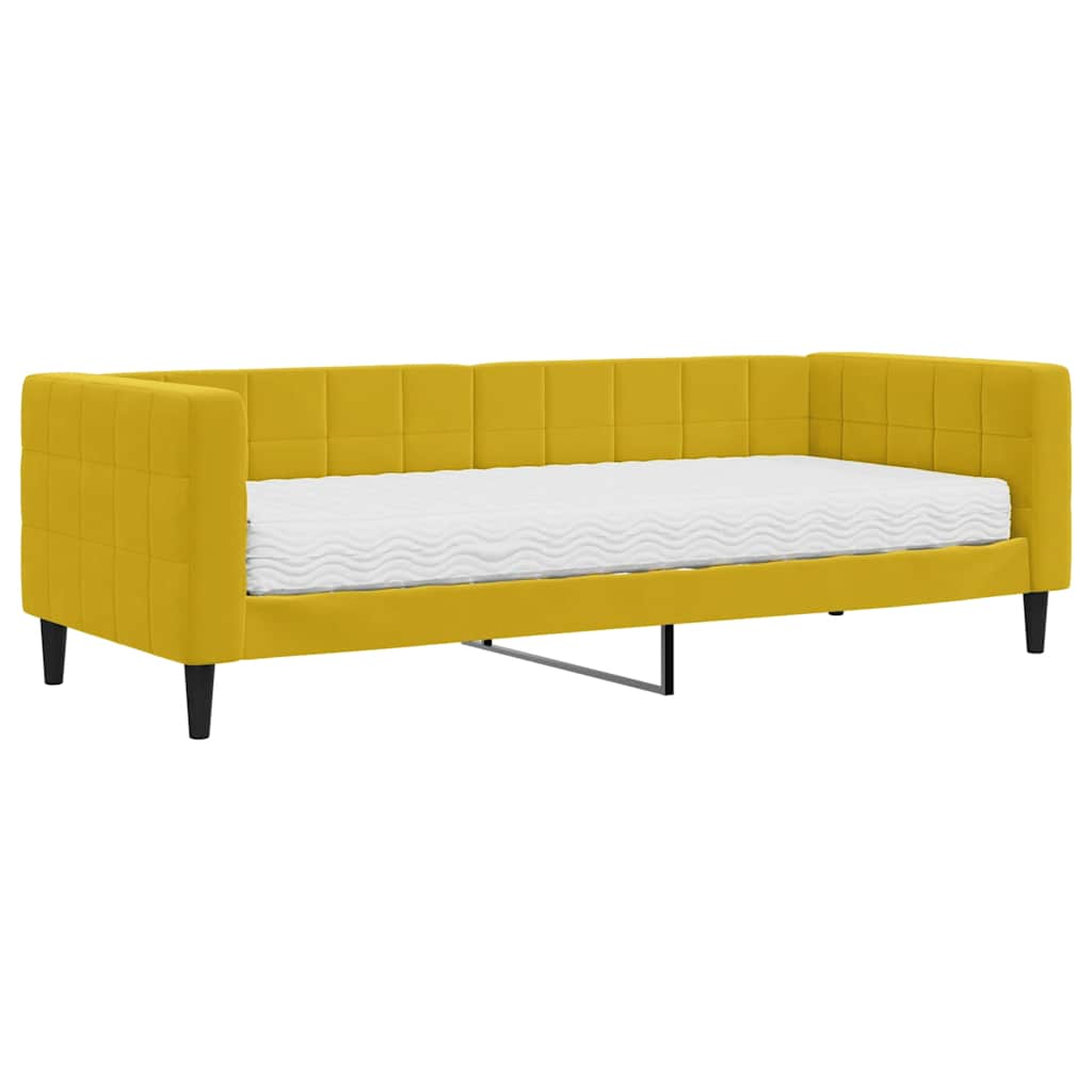 vidaXL Sofá cama con colchón terciopelo amarillo 80x200 cm