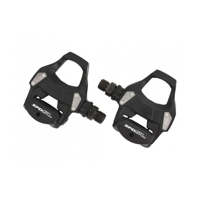 Shimano - Pedales RS500 SPD-SL con calas SM-SH11 para ciclismo de carretera, plataforma ancha de transmisión eficiente de potencia, cuerpo de acero inoxidable duradero y tensión de muelle ligera ideal para principiantes